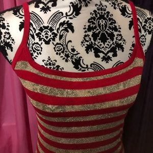 H&M Red and Gold Semi See Through Tank Top Size M